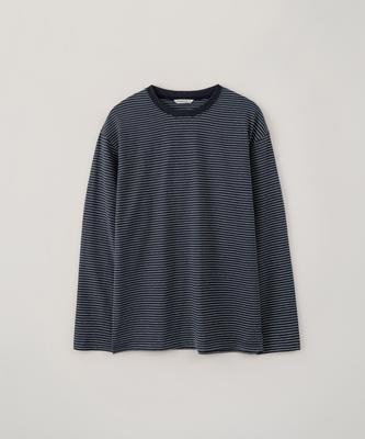 BLANKROOM Pencil Stripe Long Sleeve Tee_Indigo Blue