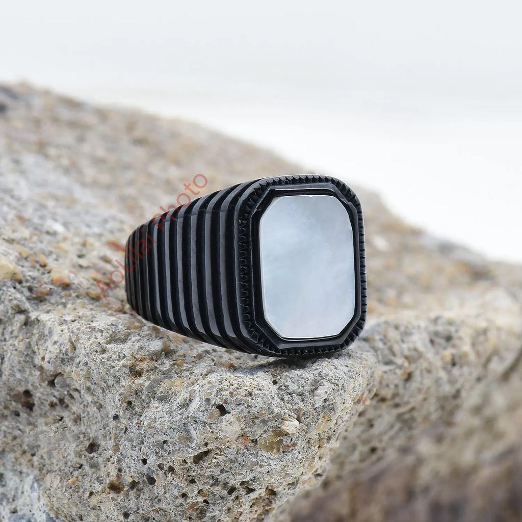 Herr/Dam Högkvalitativa 316L Rostfritt Stål Onyx Ädelstensstil Ringar Klassisk Mode Trend Smycken