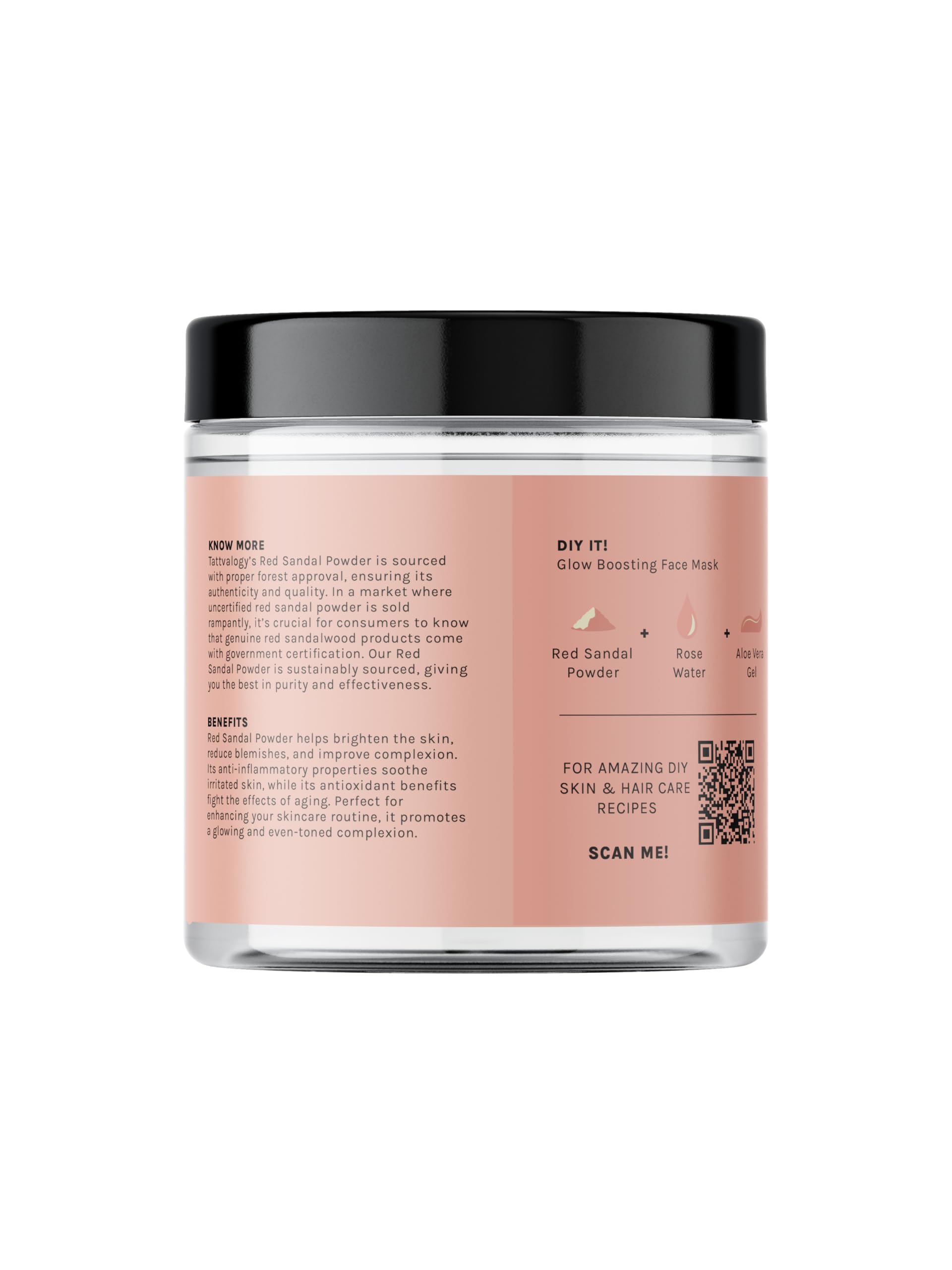Tattvalogy Red Sandal Powder | 100% Pure & Natural | Laal Raktha Chandan Face Pack for Healthy Skin & De-Tan | For Puja | Reduces Blemishes, Acne &