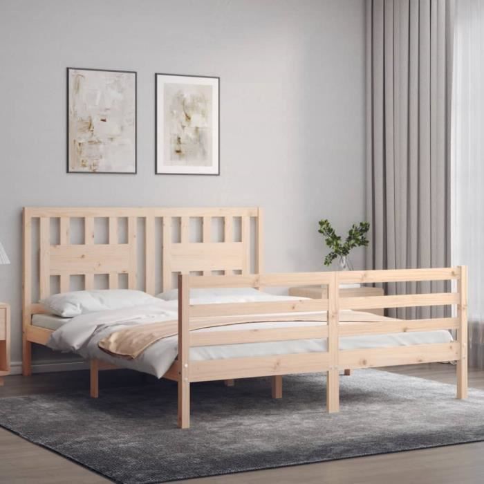 VidaXL Bed Frames with Headboard 160x200 Cm Solid Wood 3194581
