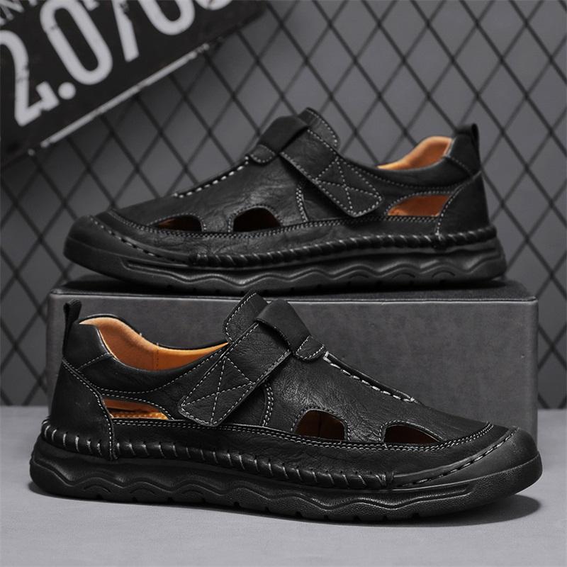Summer Men's Leather Casual Closed Toe Sandals Casual Sandals for Men Casual Shoes Handmade Leather Shoe