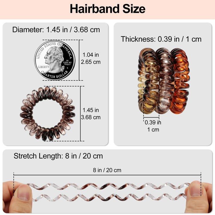 Élastiques à Cheveux Spirale - JESSLAB - 20Pcs - Doux pour Cheveux - Non Absorbants - Réutilisables