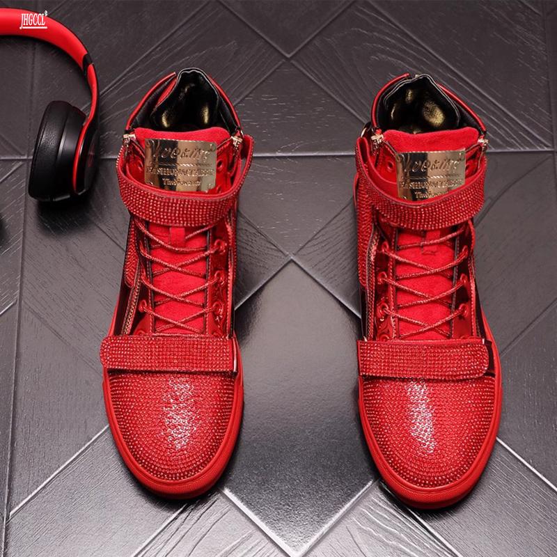 Luxury men's ankle boots trend sports casual shoes g old high top board shoes youth personality in the personality boot