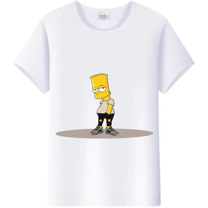Casual Disney Cartoon Simpson Harajuku T-shirt Summer Blouses Ladies Men White Tees Tops Short Sleeve Blouses Women 90S Tshirt