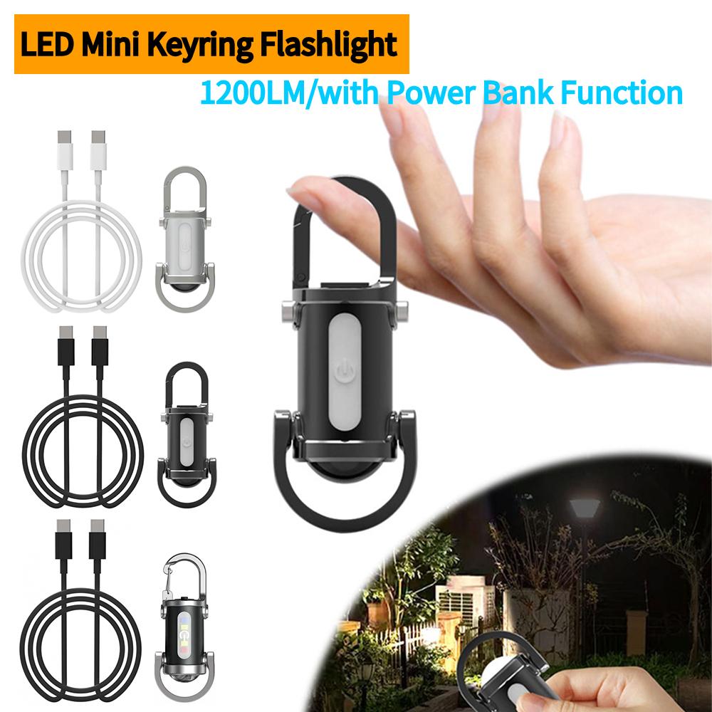 1200LM Super Bright Mini Keyring Torch LED Rechargeable Waterproof Mini LED Torch for Outdoor Camping
