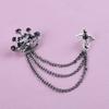 Rhinestone Crown Tassel Brooch Cross Suit Collar Pin Unique Suit Lapel Pin  Male Charm