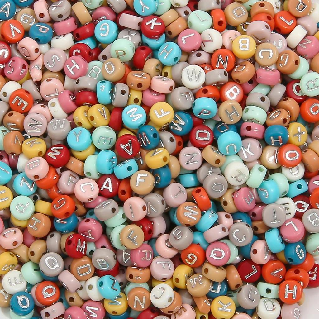 4x7mm 100Pcs Mixed English Letter Number Acrylic Flat Beads for DIY Jewelry Making Bracelet Necklace