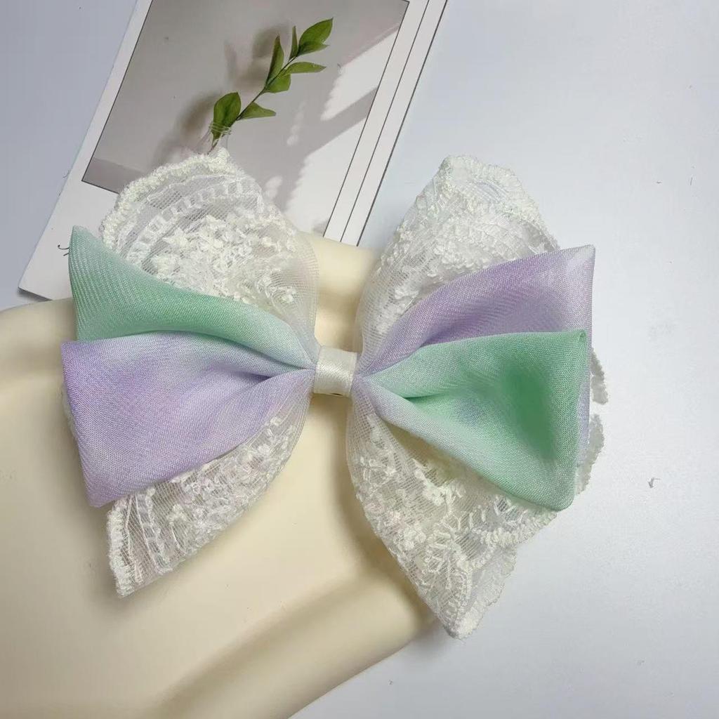 Korean Lace Chiffon Bow Hair Clip: Stylish, Versatile Spring Clip for Girls