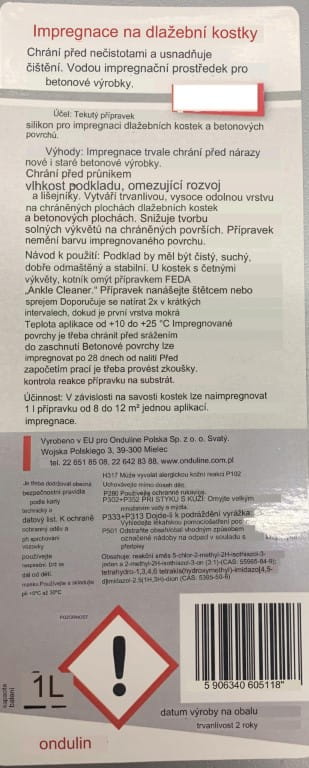 Feda water-based protective impregnation for paving stones 1l