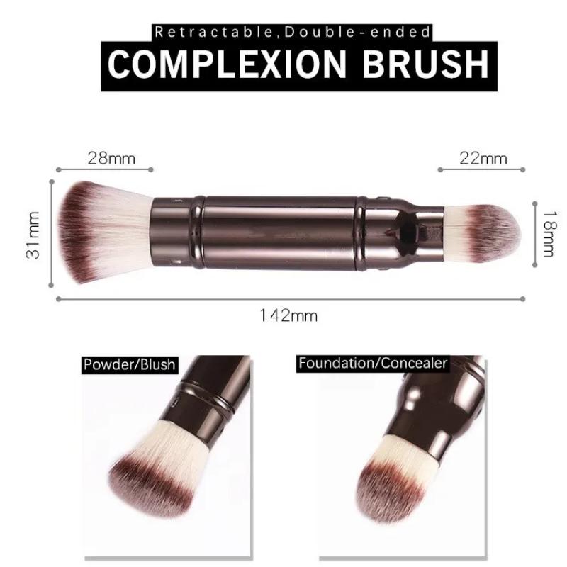 Einziehbarer doppelseitiger Teint-Make-up-Pinsel Tragbarer Puder-Rouge-Foundation-Concealer-Kosmetikpinsel Werkzeuge