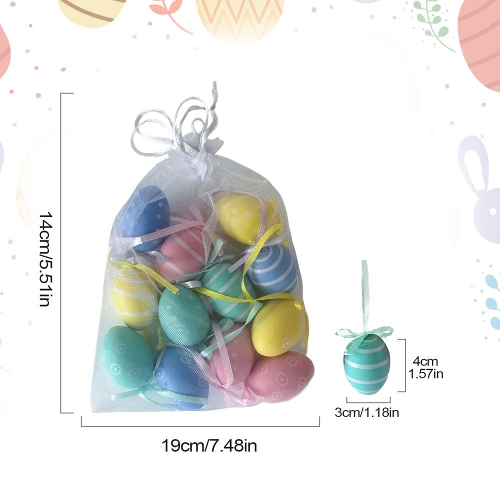 Пасхальные маленькие яйца 12 шт. Игрушечные пасхальные яйца Разноцветные украшения Многоразовые Весенний праздник Декорации для сцены Сезонные столовые яйца Украшения Для