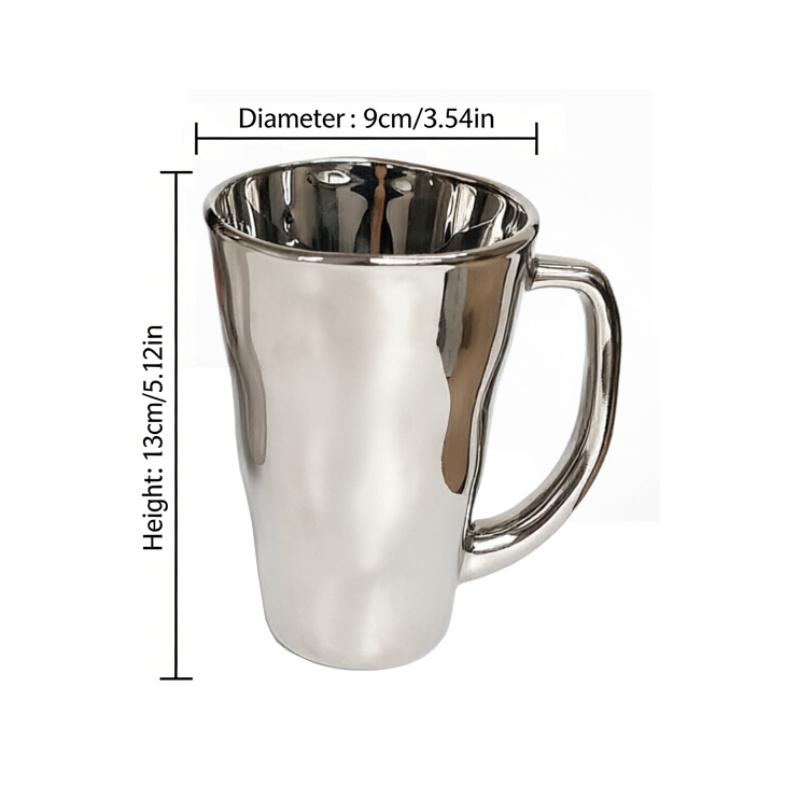 Creative Silver Mug With Handle Milk Cup Coffee Cup Modern Simple Universal Water Cups Drinkware Home Decoration Gift