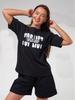 European-American Summer Casual Home Shorts Set - Letter Print Pullover & Short Sleeves