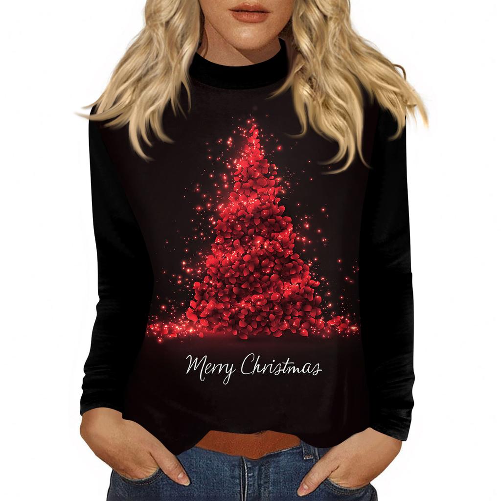 Cămăși de toamnă casual cu mânecă lungă Hanorac cu imprimeu vintage Pulover cu gât înalt