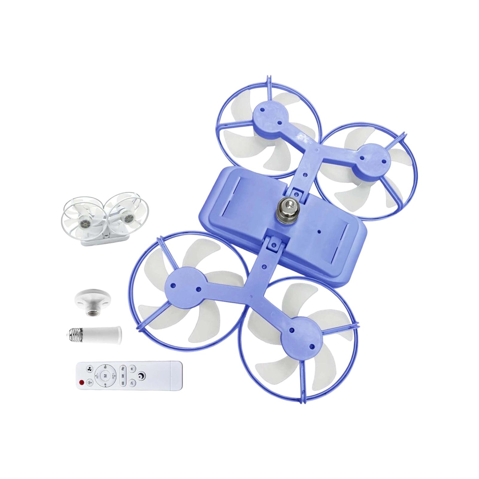 Drone- LED Ceiling Fan Light Modern Fan Light With Drone Design, Remote Control, Extension Rod For Bedroom, Living Room синий