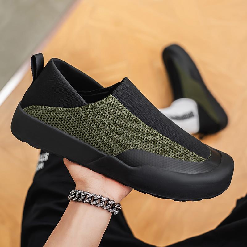 Fashion 2025 Spring New Men's Shoes Breathable Anti-Odor Mesh Face Shoes Non-Slip Sports Shoes Black Soft Bottom Dad Shoe