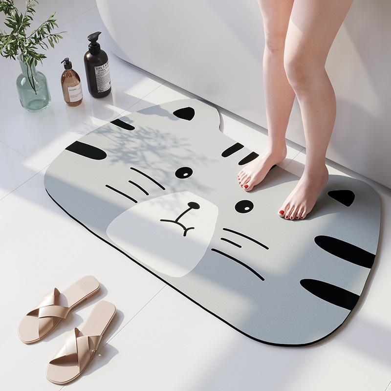 Cartoon Bear Diatom Mud Floor Mat Bathroom Non-Slip Absorbent Foot Mat Household Toilet Quick-Drying Dirt-Resistant Floor Mat