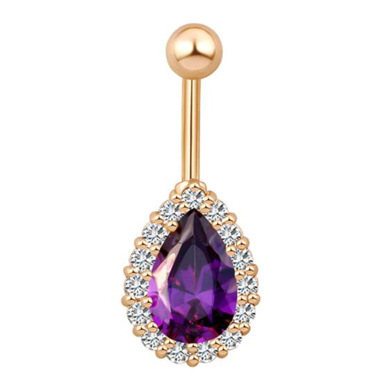 Women Water Drop Rhinestone Barbell Belly Button Navel Ring Piercing Jewelry