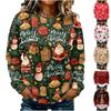 Women's Casual Long Sleeve Christmas Graphic Crewneck Sweatshirt Pullover Top for Holiday
