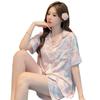 Cute Wind Rose Pattern Short-Sleeved Shorts Pajamas Women'S Summer Fashion Simple Loungewear Two-Piece Set