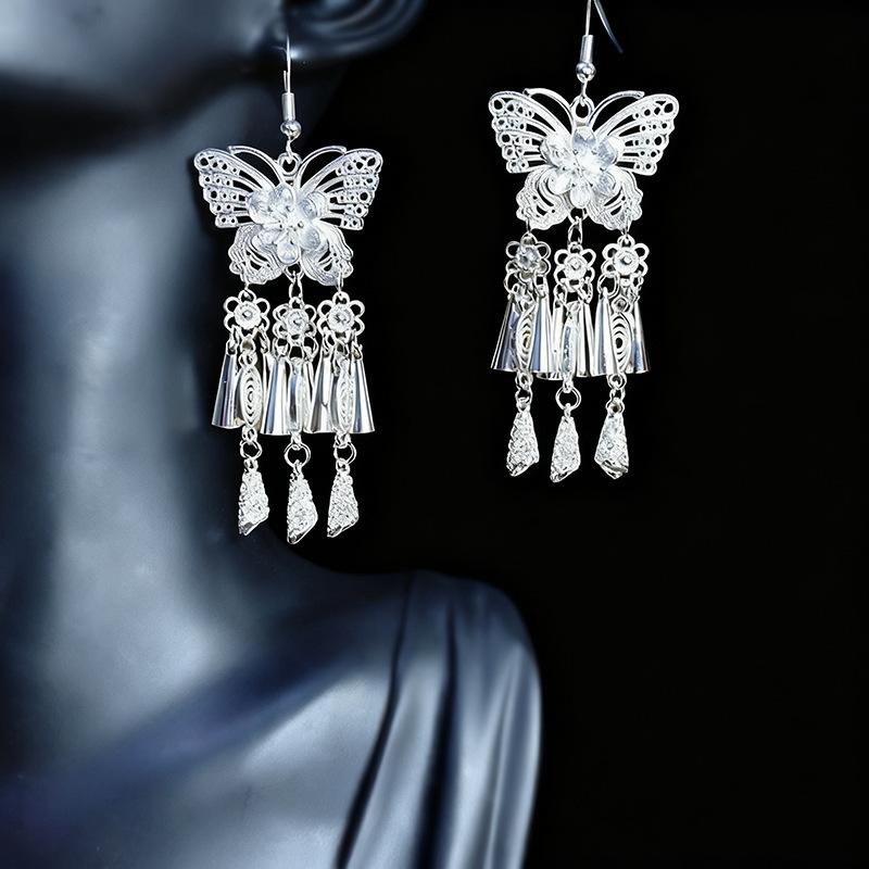 Ethnic style earrings Alloy silver-plated Miao ethnic minority Dong Yi earrings Earrings