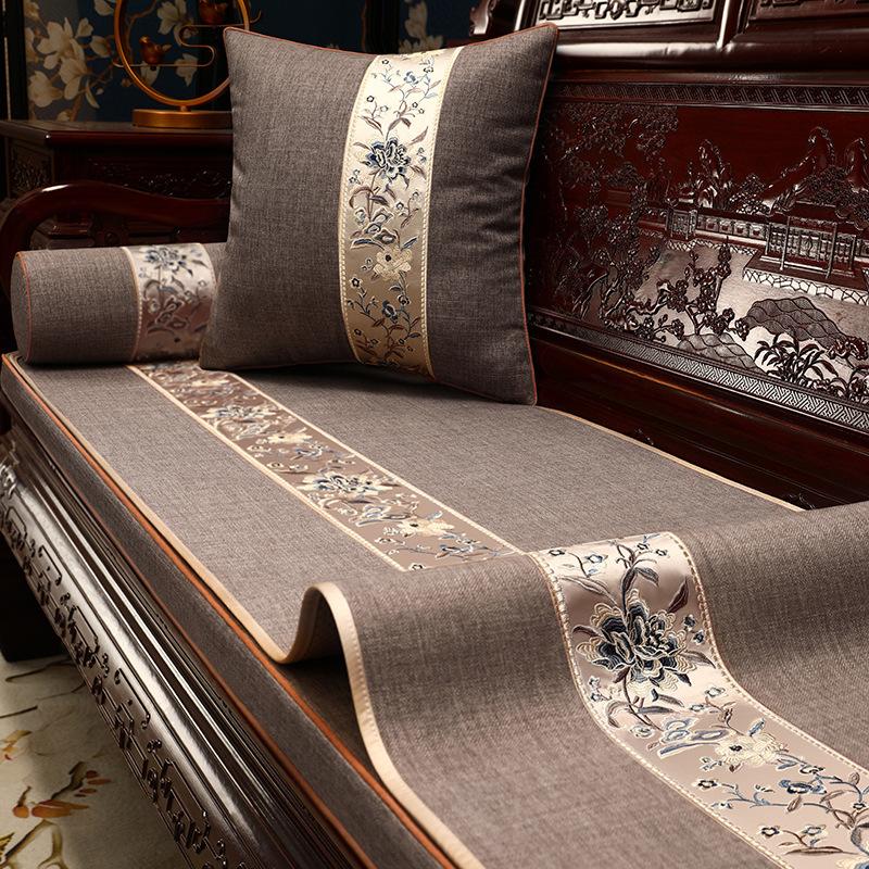 Chinese Wedding Mahogany Sofa Seat Cushion Cover Cloth Red Wedding Cover Towel Solid Wood Arhat Bed Sofa Cushion Cover