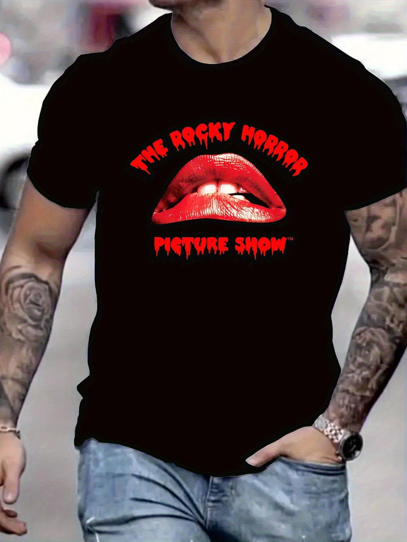 

Men s Rockford Horror Movie T-Shirt- Vintage Horror Graphic Tee with Red Lips Design XXL