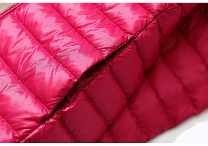 Women's Mid-Length Lightweight Down Jacket - New Fall/Winter Slim Fit with Stand Collar & Long Sleeves, Plus Size, White Duck Down.