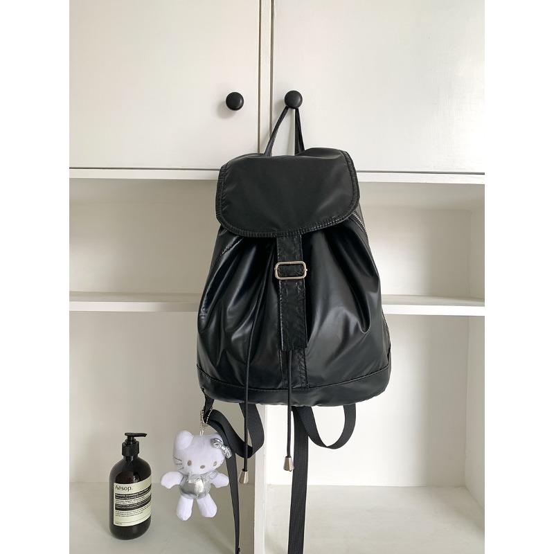 New silver backpack girls large capacity school bag female students commuting light casual backpack чёрный