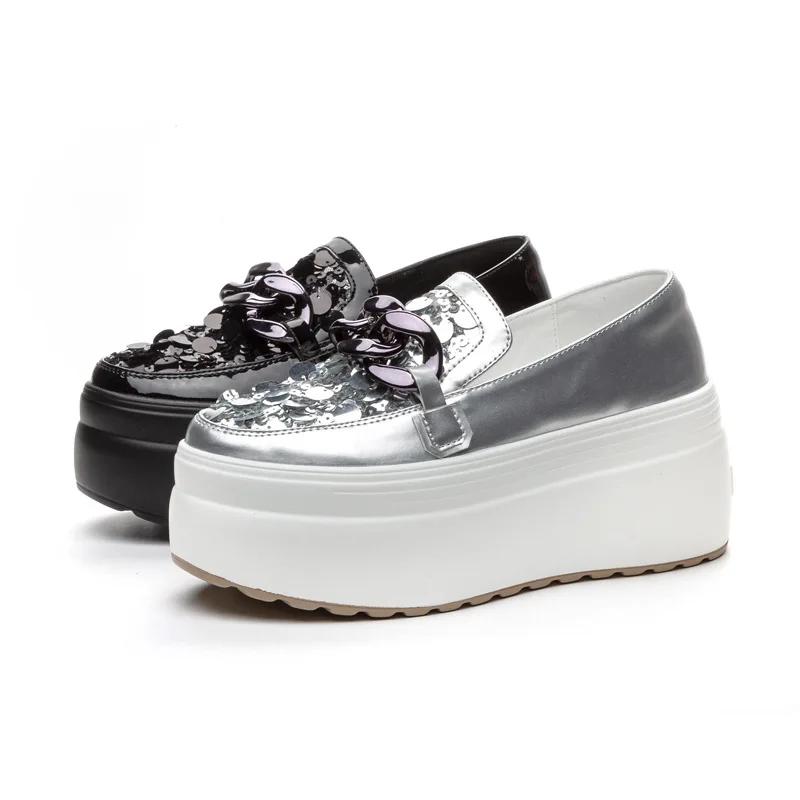 Fashion 8CM Platform Wedge Summer Women Sandal Slipper Shoes Microfiber Fashion Bling Hollow Synthetic Leather Flats Pumps