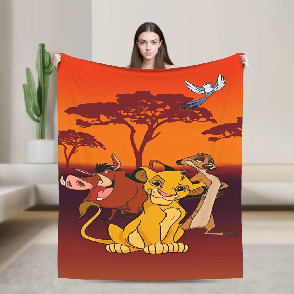 Warm BlanketGirls Boys Decorative Simba Lion King Throw Blanket  Flannel Bedspread Chair Sofa Bed Street Trend Sofa Bed Cover