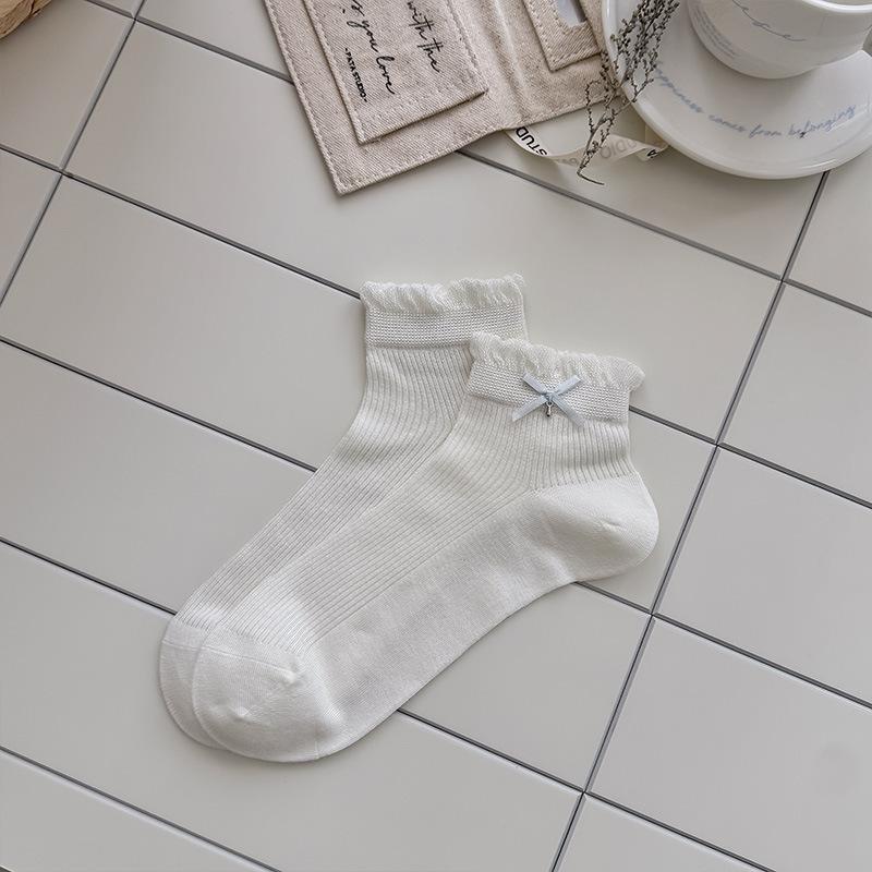 

Spring and Summer Lightweight Socks - Children s Pendant with Butterfly Knot Short Tube Socks with Mesh Edging Socks Without Bones 1 pair