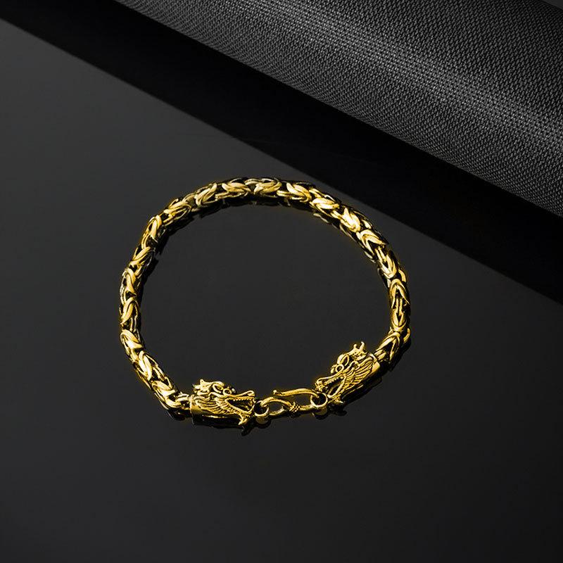 Retro Imitation Thai Silver Double Dragon Head Peace Pattern Necklace Bracelet Pendant and Jewelry