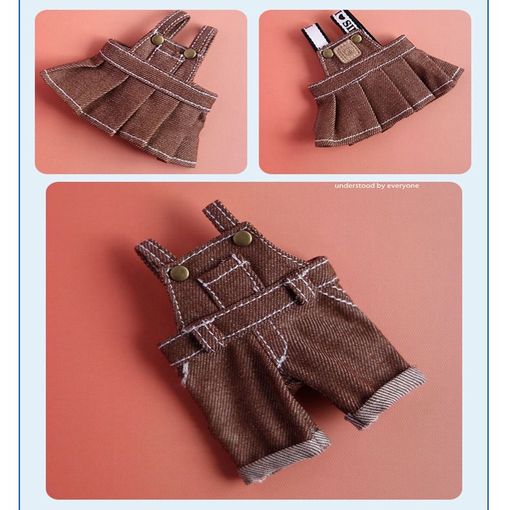 Brown Color 15cm Doll Skirt Overalls Handmade Clothing Plush Toys Dolls Clothes  Doll Accessories