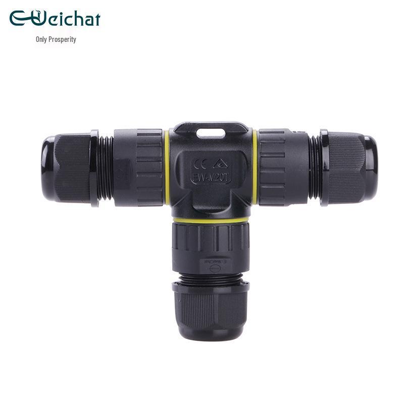 Outdoor Waterproof T-Type Three-Way Cable Connector, 2/3/4 Core, Flame Retardant for Landscape Lights