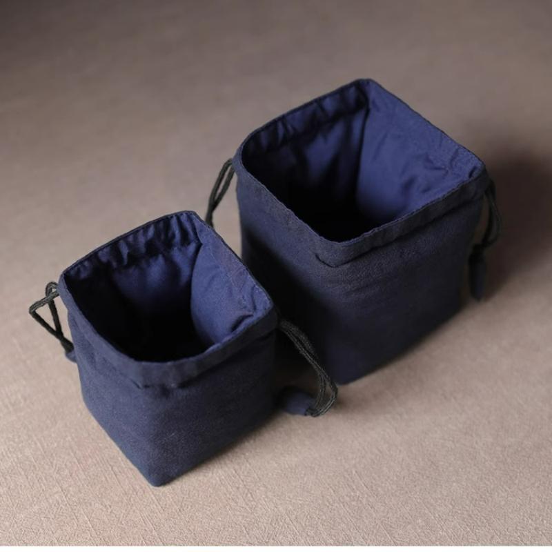 Vintage Storage Bag Portable Travel Tea Set Storage Bag Tea Pots Teacup Drawstring Cloth Bags Kung Fu Tea Ceremony Accessories