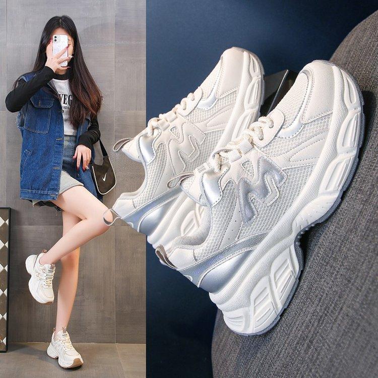 

Silver dad shoes women s spring 2025 new ins lightweight height increase casual shoes mesh platform sneakers women 40 серебряный