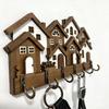 Elegant Decorative Wood 3D House Key Holder Wooden Hanger Wall Mounted Organizer For Home And Offices