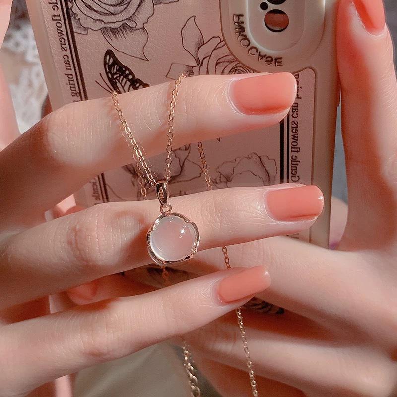 Розовый хрустальный кулон-цветок персика - Элегантное и универсальное женское украшение 2026 розового золота