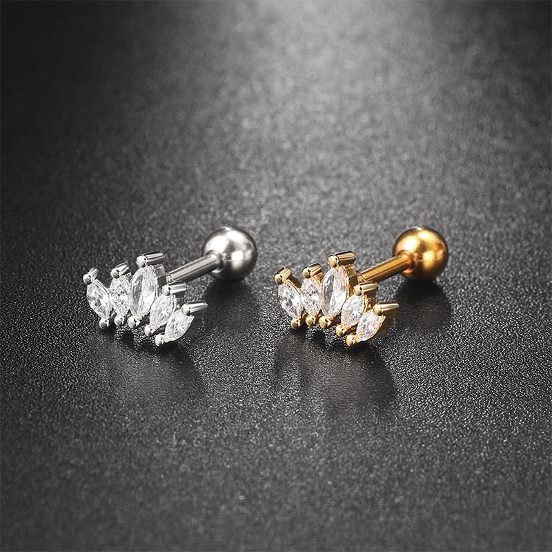 1Pcs Zircon Earring For Women Ear Bone Nail Cartilage Earring Spiral Stud Earrin