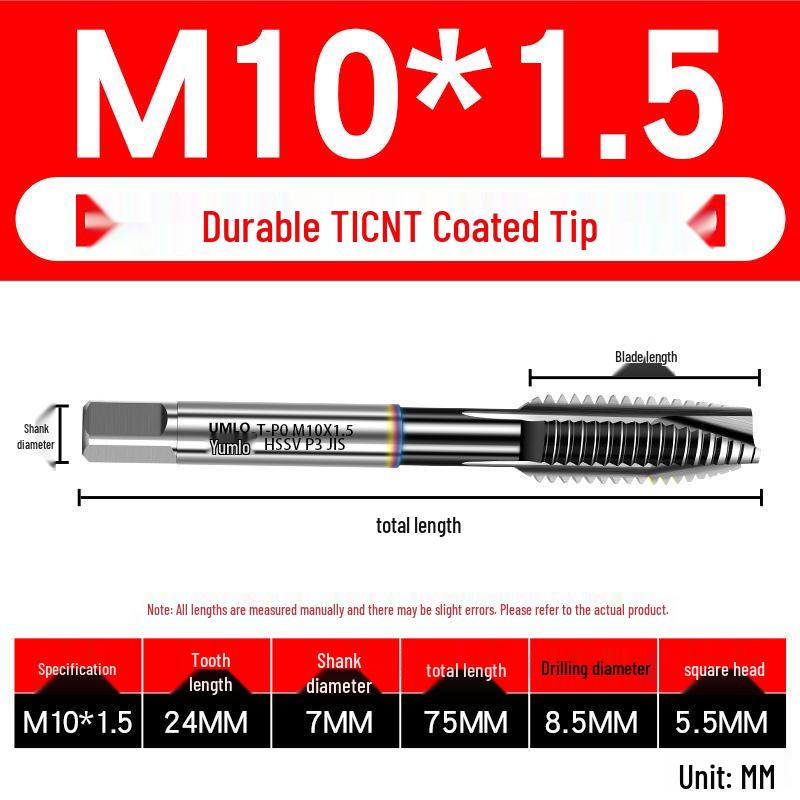 UMLO High Vanadium Spiral Tap Machine for M3-M10 Stainless Steel Tapping