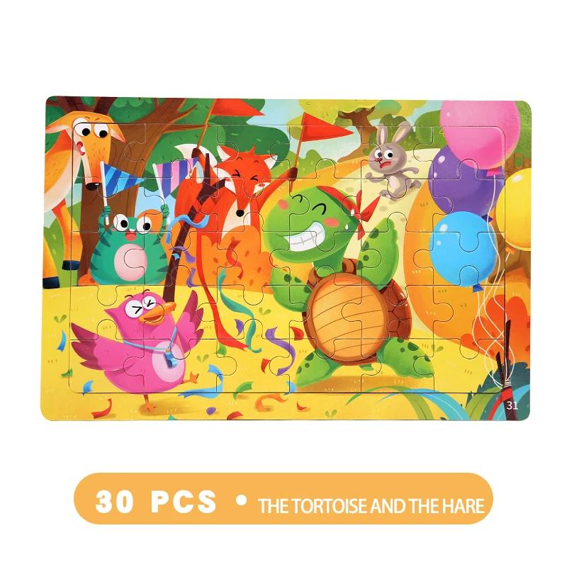 30pz Puzzle in Legno Animali Cartoni Animati Dinosauro Traffico Escavatore Tangram Puzzle Montessori Giocattoli Educativi per Bambini Regalo per Bebè