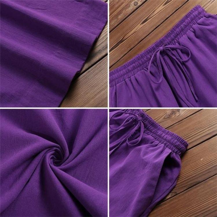Fashion and Elegant Women Wide Leg Pants Loose Cotton Linen Trousers Casual Spring Summer Long Pants