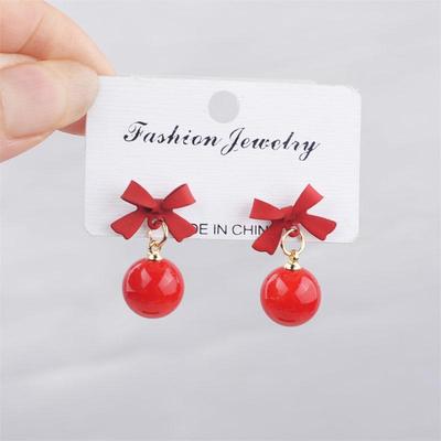 Boucles d'oreilles pendantes élégantes nœud rouge noir perle d'imitation pendants boule mode coréenne boucles d'oreilles petites douces brincos 2025 nouveau
