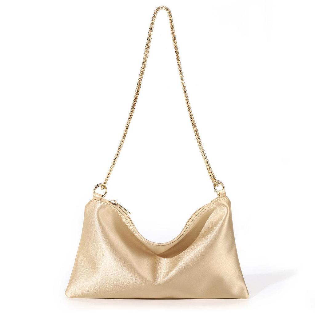 Borsa Sottobraccio da Donna in Raso con Catena - Elegante Pochette da Festa e Cena