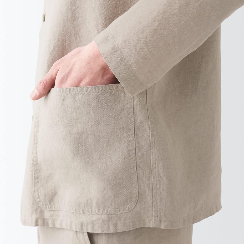 MUJI Hemp Shirt Jacket ACK31A3S Sand Beige Men's Size L