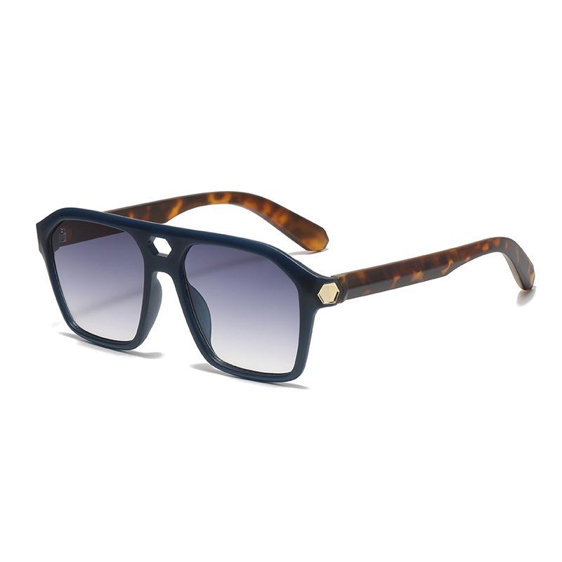 2024 Retro Square Frame Double Bridge Sunglasses for Men  Women - Trendy Celebrity Style