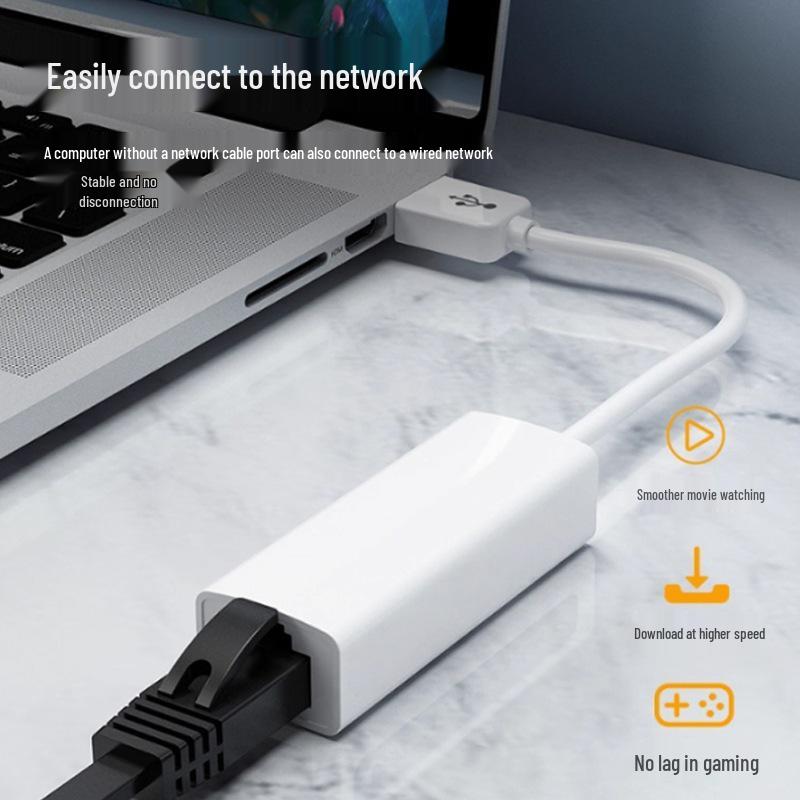 Driver-Free 100Mbps USB2.0 to RJ45 Network Adapter for Phones and Tablets