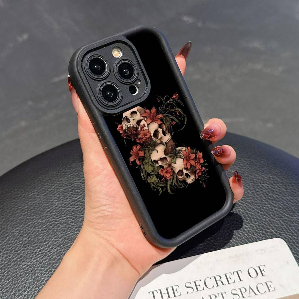 Skull Gothic Creepy Pastel Goth Phone Case For iPhone 17 16 15 14 13 12 11 Pro Plus Max Soft TPU Protection Soft Cover