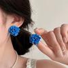 Pinkdudu Vintage Blue 3D Flower Stud Earrings Floral Drops Everyday Jewelry for Women PD2520